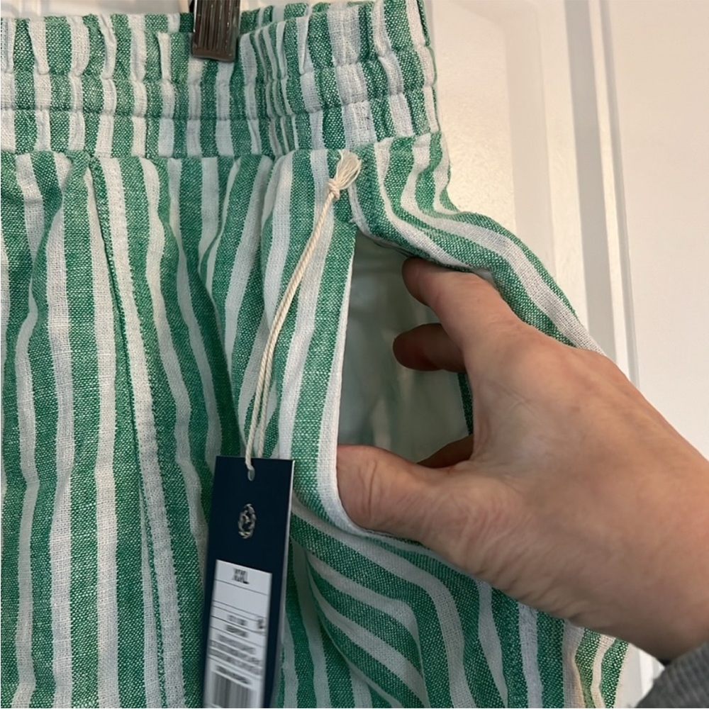 Universal Thread Green & White Striped High-Waist Drawstring Shorts - Picture 4 of 8